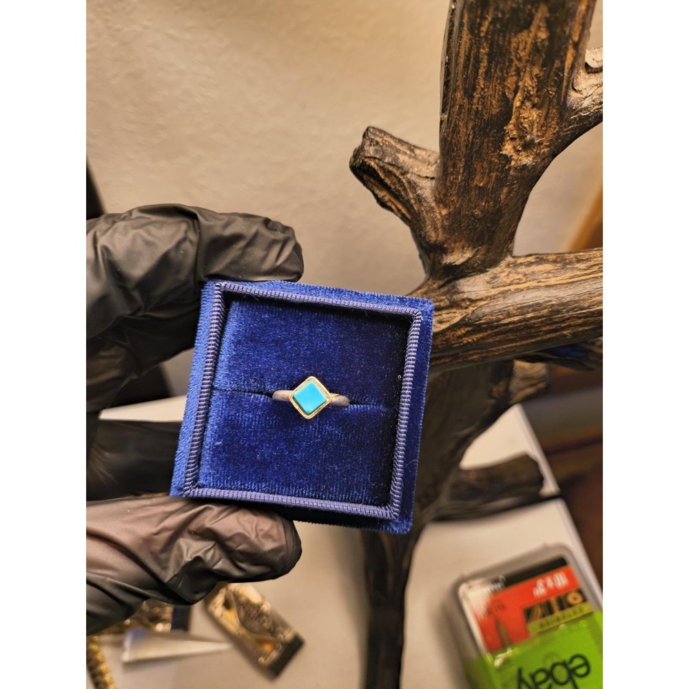 Native American Sterling Silver And Turquoise Ring Size 5 And 3/4